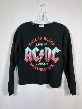 AC/DC Black Crop Sweatshirt with Multicolor Logo